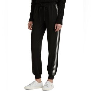 Ralph Lauren Side-Stripe Crepe Sweatpants Polo Black 12 preppy oversized cottage